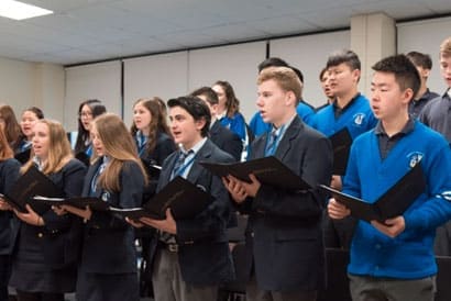 Students singing in the choir